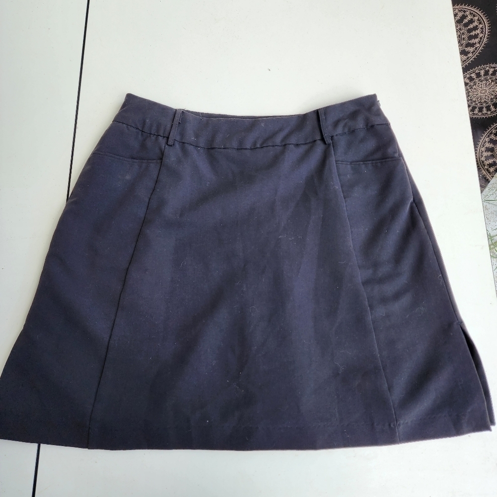 AW GOLF SKORT SKIRT BY ALLYSON WHITMORE Black POCKETS Adjastable Waist Sz 8